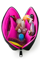 Kusshi Neoprene Collection Makeup Bag in Black with Hot Pink