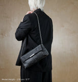 Daniella Lehavi Alexa Chain Clutch in Pewter Croco