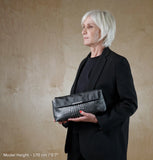 Daniella Lehavi Alexa Chain Clutch in Pewter Croco