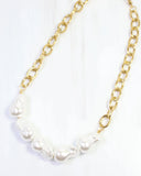 Caroline Hill Waterproof Darya Baroque Pearl and Chain Necklace