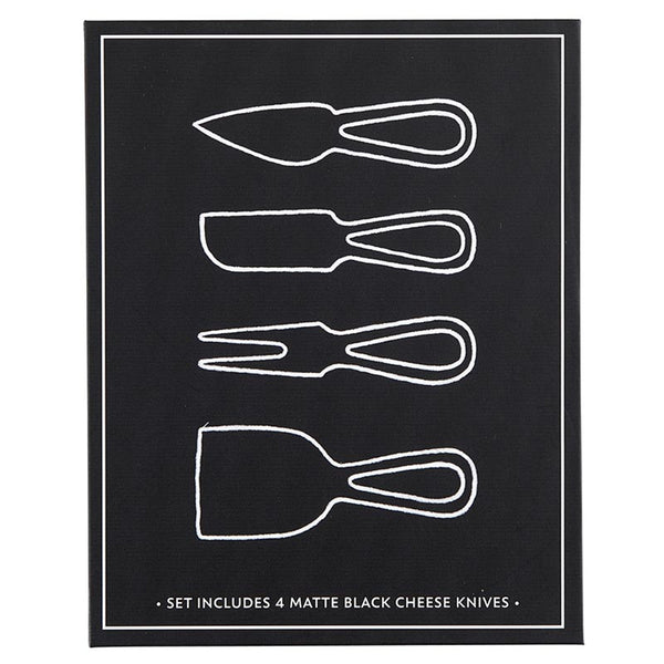 Santa Barbara Matte Black Cheese Knives Book Box