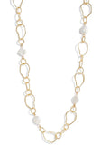 Karine Sultan Organic Link and Freshwater Coin Pearl Long Necklace