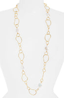 Karine Sultan Organic Link and Freshwater Coin Pearl Long Necklace