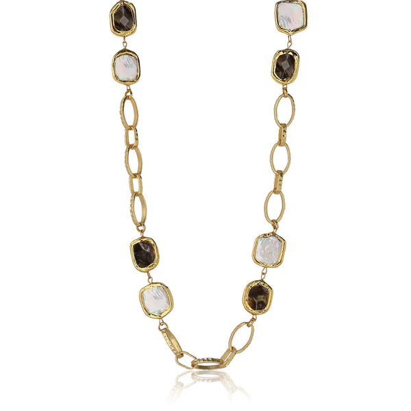 Karine Sultan Labradorite and Pearl Long Necklace