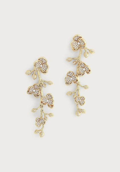 Anabel Aram Orchid Pave CLear White Dangle Earrings