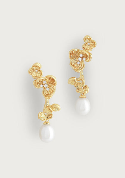 Anabel Aram Orchid With Pearl Drop Earrings