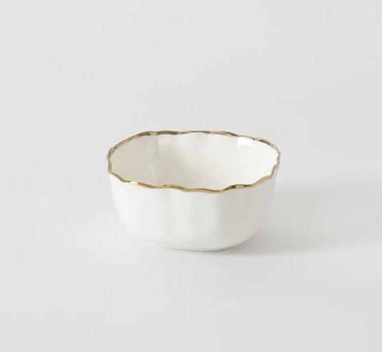 Pampa Bay Portofino Snack Bowl in White with Gold