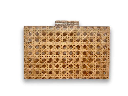 Shiver + Duke Acrylic Box Clutch with Cane Accent