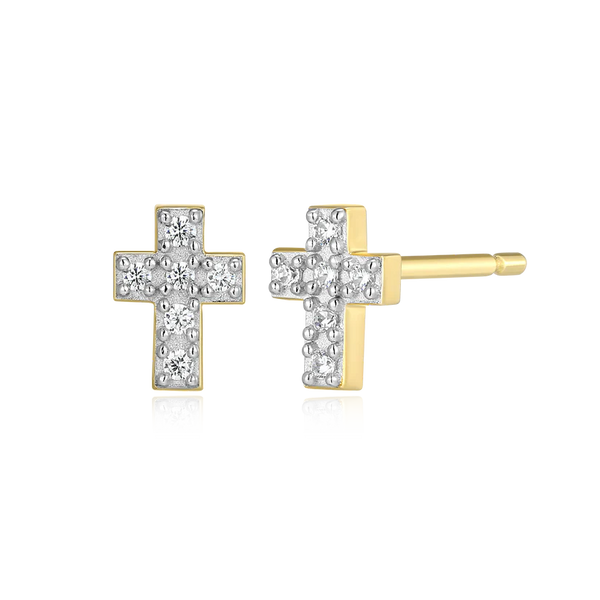 M. by Monte Luna Petite Pave Cross Lab-Grown Diamond Stud Earrings