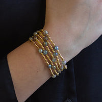 Lenny and Eva Gemstone Gilded Gold Beaded Bracelets -Dot in Labradorite