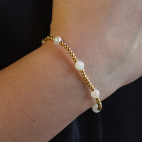 Lenny and Eva Gemstone Gilded Gold Beaded Bracelets -Dot in White Jade