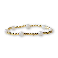 Lenny and Eva Gemstone Gilded Gold Beaded Bracelets -Dot in White Jade