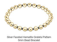 Enewton Silver Faceted Hematite Grateful Pattern 5mm Bead Bracelet Gold