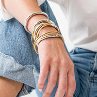 Ink + Alloy Lucille Round Bead Stretch Bracelet Silver