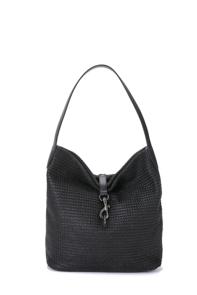 Haute Shore Emily Raffia Hobo Handbag in Black