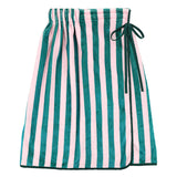 Bella Sleep and Spa - Spa Wrap in Green + Pink Cabana Stripe with Green Droopy Bow
