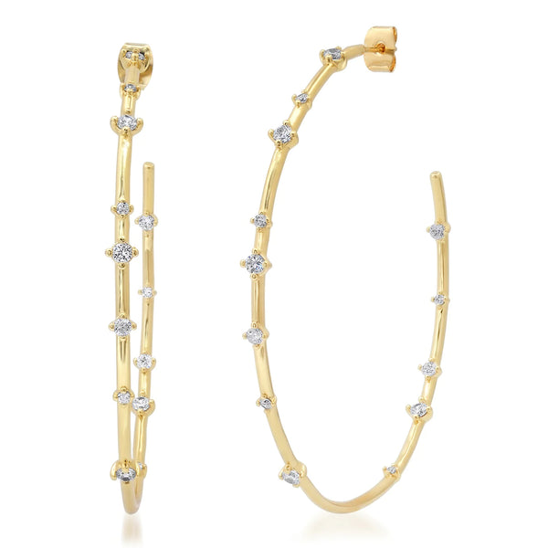 Tai Extra large Gold Hoop with CZ Stations
