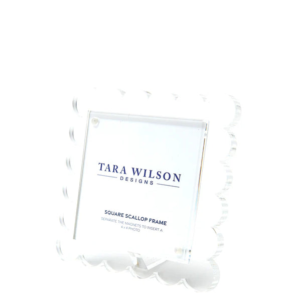 Tara Wilson Square Scallop Clear Lucite Picture Frame