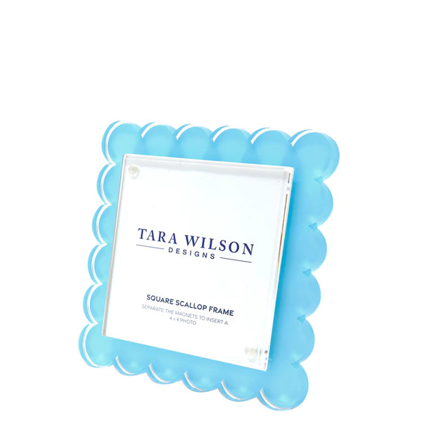 Tara Wilson Square Scallop Pastel Blue Lucite Picture Frame