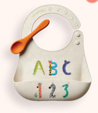 Sugarbooger Fresh & Messy Silicone Bib & Spoon Set in ABC123