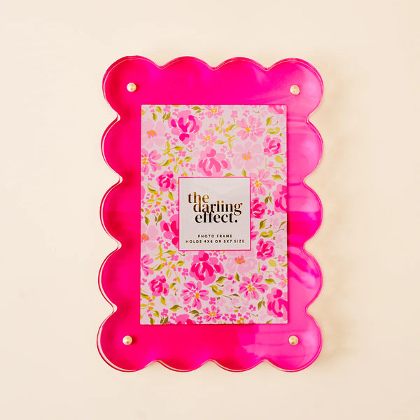 The Darling Effect Rectangle Scalloped Acrylic Frame - Hot Pink