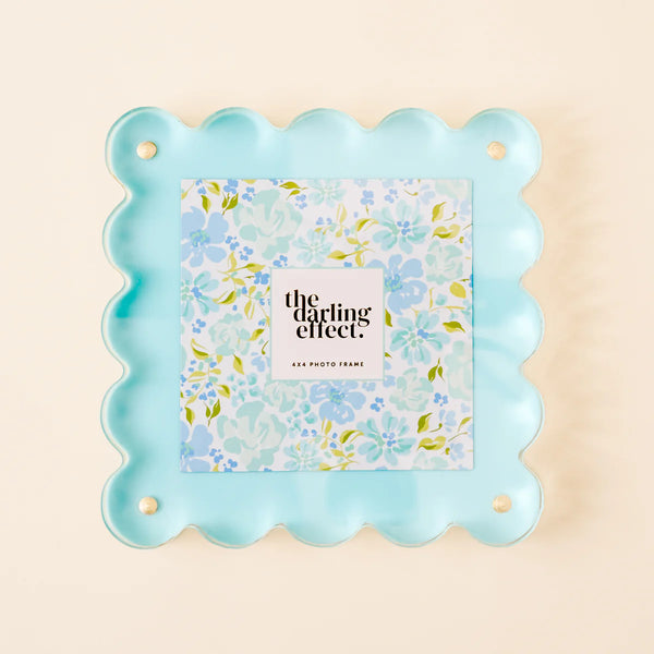 The Darling Effect Square Scalloped Acrylic Frame - Blue (Robin's Egg)