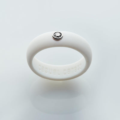 Casual Carats Classic White Silicone and Diamond Band