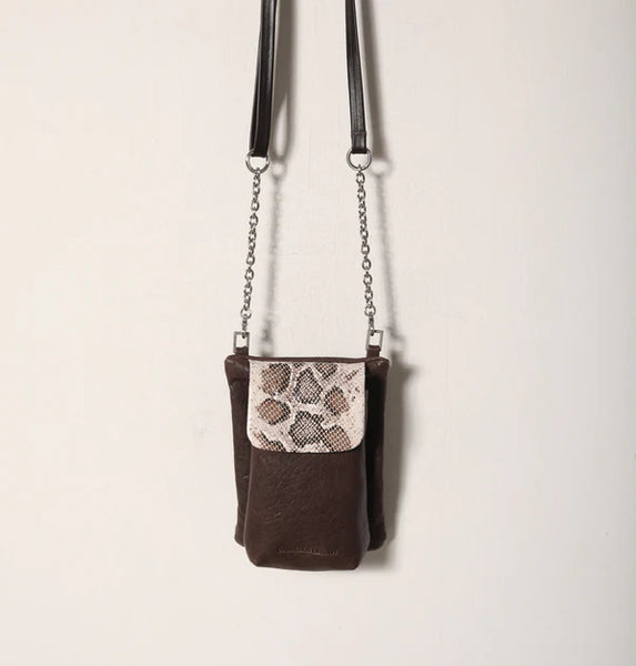 Daniella Lehavi Anita Mini Crossbody Bag in Brown Snake