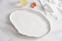 Pampa Bay Large Organic Platter/Serving Tray in White with Gold Titanium