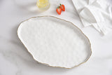 Pampa Bay Large Organic Platter/Serving Tray in White with Gold Titanium