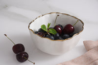 Pampa Bay Small Organic Square Bowl in White with Gold Trim