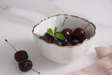 Pampa Bay Small Organic Square Bowl in White with Gold Trim