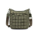 Sol and Selene Aura - Quilted Nylon Puffer Crossbody Handbag in Olive