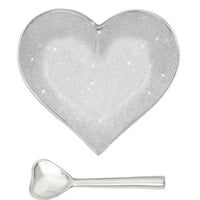 Inspired Generations Happy Sparkly Silver Heart with Heart Spoon