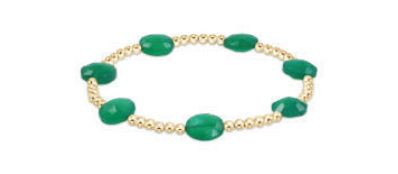 Enewton Admire 3mm Gold Bead Bracelet with Faceted Green Onyx