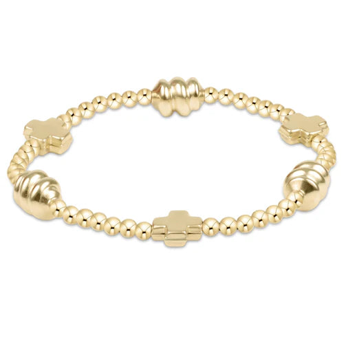 Enewton Signature Cross Admire Gold Pattern 3mm Bead Bracelet - Gold