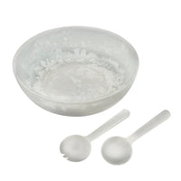 Inspired Generations White Swirl Acrylic Bowl with Salad Servers