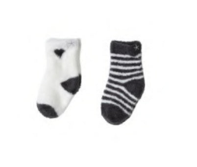 Barefoot Dreams COZYCHIC LITE HEART INFANT SOCK SET in Carbon/Pearl