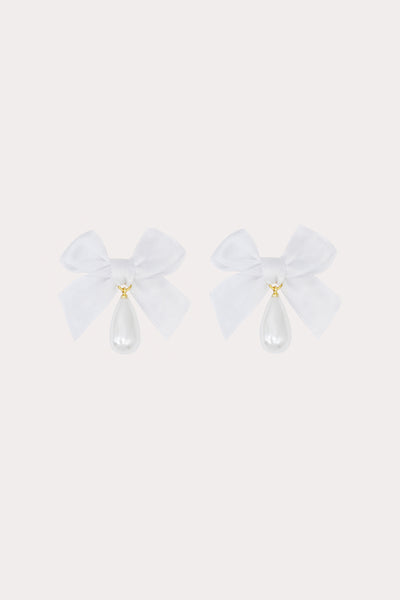 Petite Moments Bow Drop Pearl Earring