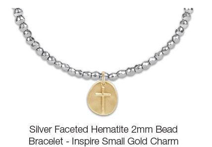 Enewton Bright Silver Faceted Hematite 2mm Bead Bracelet - Inspire Small Gold