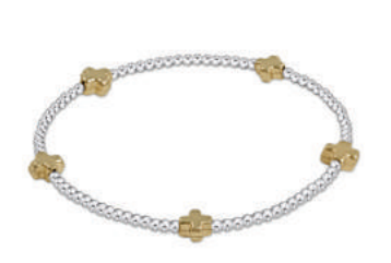 Enewton Signature Cross Small Sterling Mixed Metal Pattern 2mm Bead Bracelet - Gold