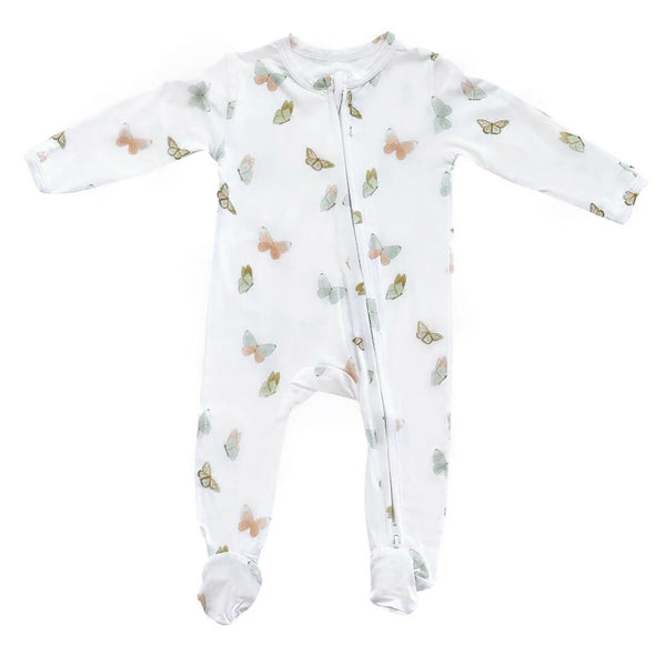 Dear Perli Footie Zippered One Piece in Butterflies