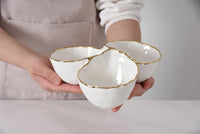 Pampa Bay Organic Three Section Server in White with Gold Trim
