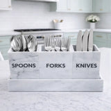 Cutlery Caddy in White Marble Acrylic