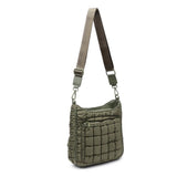 Sol and Selene Aura - Quilted Nylon Puffer Crossbody Handbag in Olive