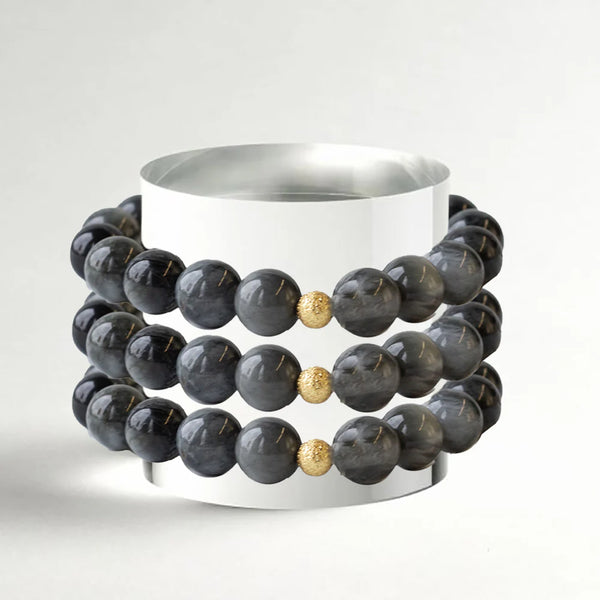 Lenny and Eva Gemstone Bracelet in 10mm Charcoal Jasper