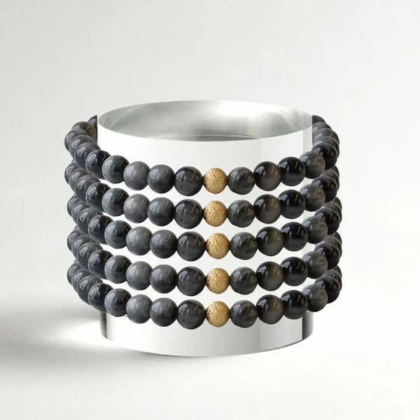 Lenny and Eva Gemstone Bracelet in 6mm Charcoal Jasper