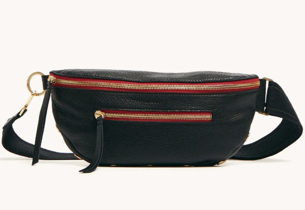 Hammitt Charles Black Brushed Gold Red Zip