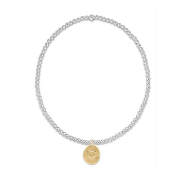 Enewton Classic Sterling Mixed Metal 2mm Bead Bracelet - Inspire Love Small Gold Charm
