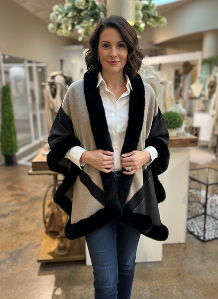 Persuasion Black Faux Fur Accent Cape